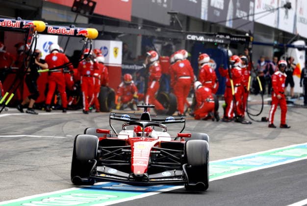 Formula One Japanese Grand Prix - Race Scuderia Ferrari driver Charles Leclerc of Monaco heads out to the pitlane following a pitstop during the Formula 1 Japanese Grand Prix at the Suzuka International Racing Course racetrack in Suzuka, Japan, 29 March 2026. SUZUKA Japan  Copyright: xFRANCKxROBICHONx xPOOLx