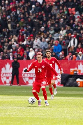 Canada v Iceland - International Friendly, Länderspiel, Nationalmannschaft Match Marcelo Flores 26 of Canada in action during the International Friendly match between Canada and Iceland at BMO Filed. on March 28, 2026 in Toronto, Ontario. (Photo by Leonardo Ramirez Eyepix Group) Copyright: xLeonardoxRamirezx xEyepixxGroupx LR28032025-00683
