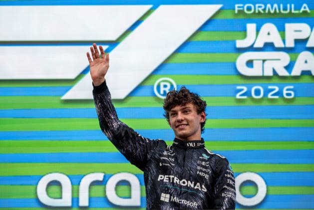 29th March 2026; Suzuka Circuit, Suzuka, Japan; 2026 FIA Formula 1 Japanese Grand Prix Race Day; Kimi Antonelli (12) of Italy and Mercedes-AMG PETRONAS Formula One Team waving to the crowd after winning the Japanese Grand Prix 2026 KeiichixMiyashita Content restricted for UK based newspaper