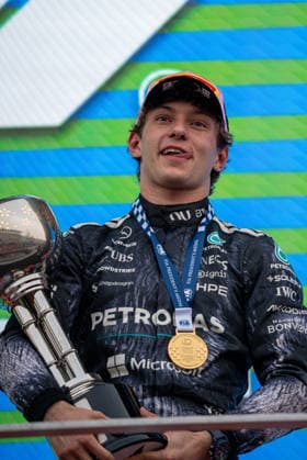 29th March 2026; Suzuka Circuit, Suzuka, Japan; 2026 FIA Formula 1 Japanese Grand Prix Race Day; Kimi Antonelli (12) of Italy and Mercedes-AMG PETRONAS Formula One Team wearing the gold medal and holding the champions trophy KeiichixMiyashita Content restricted for UK based newspaper