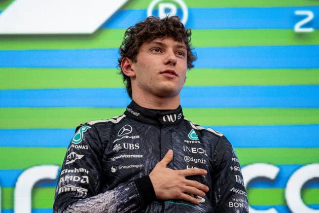 29th March 2026; Suzuka Circuit, Suzuka, Japan; 2026 FIA Formula 1 Japanese Grand Prix Race Day; Kimi Antonelli (12) of Italy and Mercedes-AMG PETRONAS Formula One Team singing the Italian anthem after winning the Japanese Grand Prix 2026 KeiichixMiyashita Content restricted for UK based newspaper