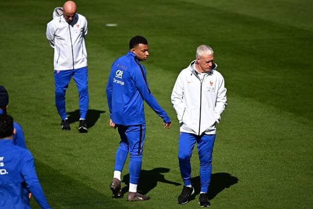 Football, France national team, training and press conference