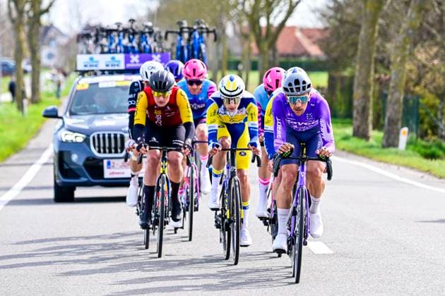 In Flanders Fields From Middelkerke to Wevelgem 2026 Cycling Race WEVELGEM, BELGIUM - MARCH 29 : DE BONDT Dries of Team Jayco AlUla leading the escape pack during the 88th edition of In Flanders Fields From Middelkerke to Wevelgem an UCI World Tour 1.UWT one day cycling road race for Men Elite of 240 km with start in Middelkerke and finish in Wevelgem on March 29, 2026 in Wevelgem, Belgium, 29 03 2026 ( Motordriver Guy De Vuyst - Wevelgem Belgium  Copyright: xJanxDexMeuleneirx