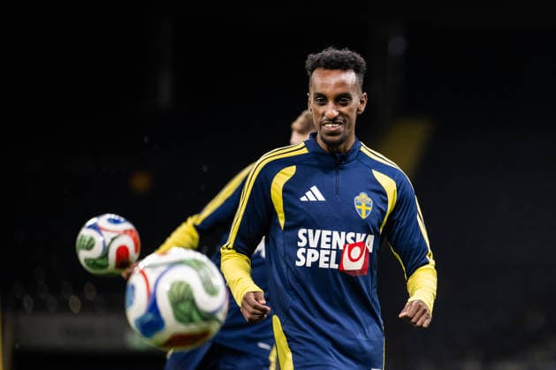 260329 Taha Ali of the Swedish national football team at a training session on March 29, 2026 in Stockholm Photo Johanna Säll BILDBYRAN kod JL JL0610 fotboll football soccer fotball vm kval kval fifa world cup qualifier qualifier träning practice training sverige sweden sverige a bbeng  Copyright: JOHANNAxSÄLL BB260329BB636