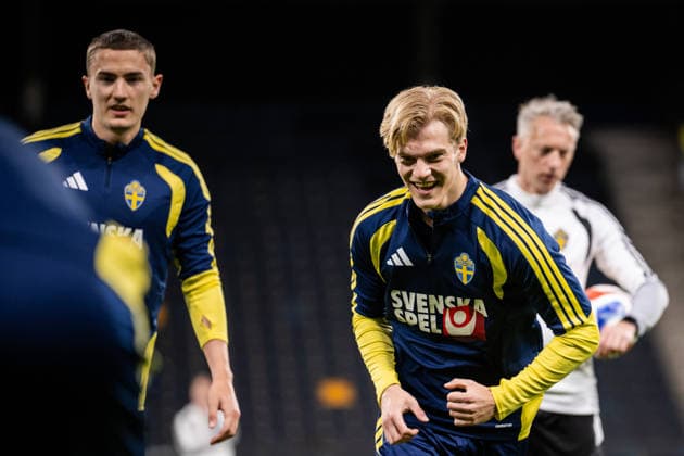 260329 Lucas Bergvall of the Swedish national football team at a training session on March 29, 2026 in Stockholm Photo Johanna Säll BILDBYRAN kod JL JL0610 fotboll football soccer fotball vm kval kval fifa world cup qualifier qualifier träning practice training sverige sweden sverige a bbeng  Copyright: JOHANNAxSÄLL BB260329BB637