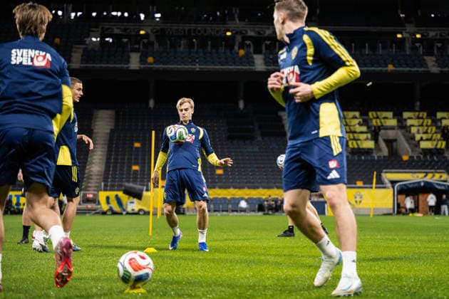 260329 Lucas Bergvall of the Swedish national football team at a training session on March 29, 2026 in Stockholm Photo Johanna Säll BILDBYRAN kod JL JL0610 fotboll football soccer fotball vm kval kval fifa world cup qualifier qualifier träning practice training sverige sweden sverige a bbeng  Copyright: JOHANNAxSÄLL BB260329BB641