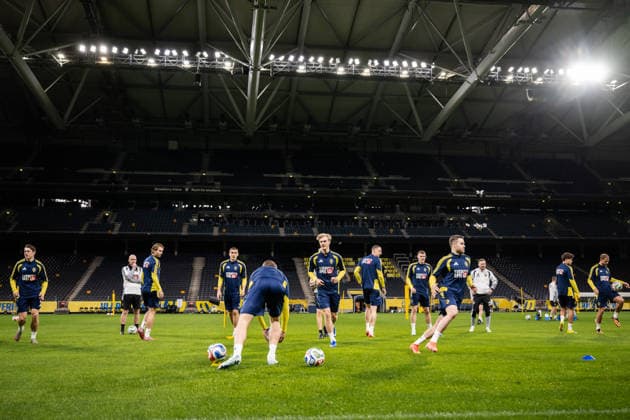 260329 Lucas Bergvall of the Swedish national football team at a training session on March 29, 2026 in Stockholm Photo Johanna Säll BILDBYRAN kod JL JL0610 fotboll football soccer fotball vm kval kval fifa world cup qualifier qualifier träning practice training sverige sweden sverige a bbeng  Copyright: JOHANNAxSÄLL BB260329BB677