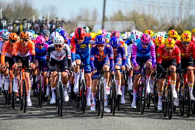 In Flanders Fields From Middelkerke to Wevelgem 2026 Cycling Race WEVELGEM, BELGIUM - MARCH 29 : Rider of Team Picnic PostNL, Rider of Team UAE Team Emirates - XRG in action during the 88th edition of In Flanders Fields From Middelkerke to Wevelgem an UCI World Tour 1.UWT one day cycling road race for Men Elite of 240 km with start in Middelkerke and finish in Wevelgem on March 29, 2026 in Wevelgem, Belgium, 29 03 2026 ( Motordriver Guy De Vuyst - Wevelgem Belgium  Copyright: xJanxDexMeuleneirx