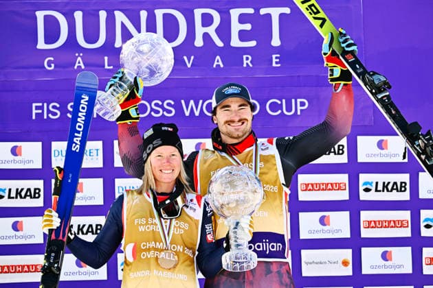 Sandra Näslund of Sweden and Reece Howden of Canada on the podium as winners of the Ski Cross World Cup at Dundret in Gällivare, Sweden on march 29, 2026. GÄLLIVARE SWEDEN x10040x *** Sandra Näslund of Sweden and Reece Howden of Canada on the podium as winners of the Ski Cross World Cup at Dundret in Gällivare, Sweden on march 29, 2026 GÄLLIVARE SWEDEN x10040x  Copyright: xAndersxWiklund TTx SKICROSS WORLD CUP 2026