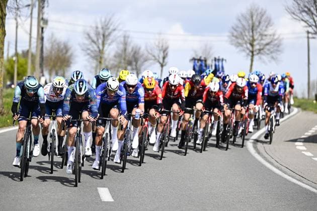 Belgian Jonathan Vervenne of Soudal Quick-Step and Dutch Mathieu van der Poel of Alpecin-Premier Tech pictured in action during the men elite Middelkerke-Wevelgem - In Flanders Fields one day cycling race, 240.8 km from Middelkerke to Wevelgem, on Sunday 29 March 2026. JASPERxJACOBS  x169243065x