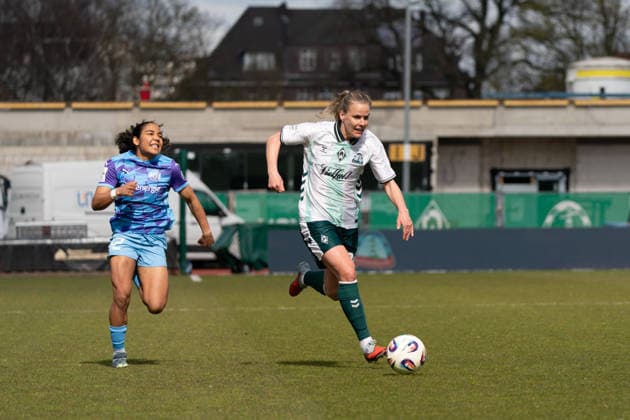 BREMEN, GERMANY - MARCH 29: during the Google Pixel Frauen-Bundesliga between SV Werder Bremen and SGS Essen at Weserstadion Platz 11 on March 29, 2026 in Bremen, Germany. (Photo by Qianru Zhang Press Photo) Copyright: xQianruxZhang SPPx Sportspressphoto_SPR120891
