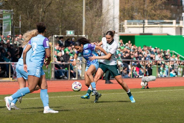 BREMEN, GERMANY - MARCH 29: during the Google Pixel Frauen-Bundesliga between SV Werder Bremen and SGS Essen at Weserstadion Platz 11 on March 29, 2026 in Bremen, Germany. (Photo by Qianru Zhang Press Photo) Copyright: xQianruxZhang SPPx Sportspressphoto_SPR120907