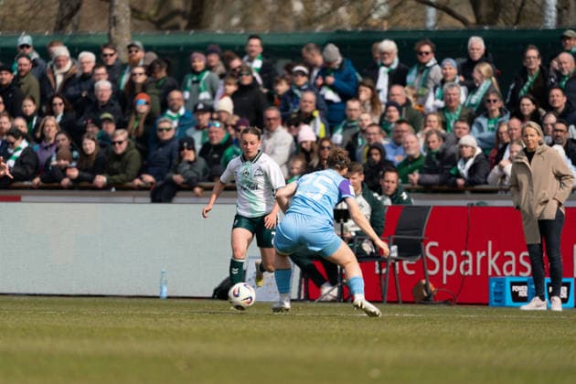 BREMEN, GERMANY - MARCH 29: Larissa Mühlhaus (7 SV Werder Bremen) during the Google Pixel Frauen-Bundesliga between SV Werder Bremen and SGS Essen at Weserstadion Platz 11 on March 29, 2026 in Bremen, Germany. (Photo by Qianru Zhang Press Photo) Copyright: xQianruxZhang SPPx Sportspressphoto_SPR120911