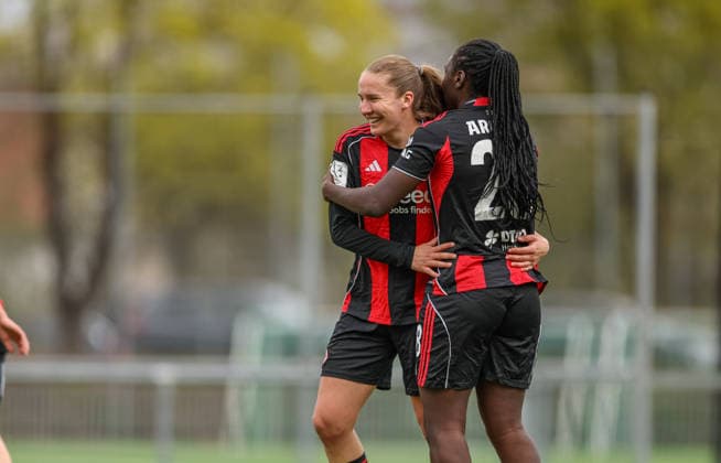GER, Frankfurt, Eintracht Frankfurt II vs FC Ingolstadt, 2 Womens Bundesliga, Football, DFB, Season 2025 2026, Stadion am Brentanobad, 21 Matchday in picture Marie Kleemann Eintracht Frankfurt 17 scores the 1 0, goal, jubilation, Joy and emotions after the goal, Carlotta Schwoerer Eintracht Frankfurt II 18 , Mira Arouna Eintracht Frankfurt II 28 DFB DFL REGULATIONS PROHIBIT ANY USE OF PHOTOGRAPHS AS IMAGE SEQUENCES AND OR QUASI VIDEO, 29 03 2026 Copyright: HMBxMedia HendrikxHamelau
