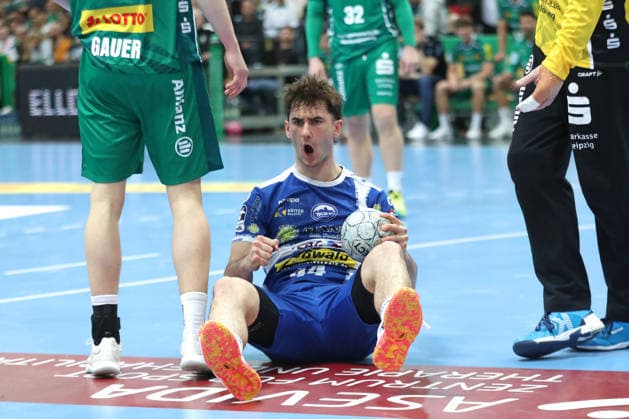 Handball DAIKIN HBL, SC DHfK Leipzig ThSV Eisenach 29 03 2026 Power scream by Stephan Seitz 44, ThSV Eisenach after a successful action Handball, DAIKIN HBL, 1 Bundesliga, Saison 2025 2026, 26 Spieltag SC DHfK Leipzig vs ThSV Eisenach am 29 03 2026 in der Quarterback Immobilien Arena Leipzig Copyright: xBEAUTIFULxSPORTS JanxKaeferx
