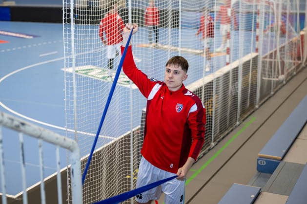 Alen Hadzimuhamedovic SG BBM Bietigheim, 08 when warming up TuSEM Essen vs SG BBM Bietigheim, Handball, 2 HBL, 25 Matchday, Season 2025 2026, 29 03 2026 TuSEM Essen vs SG BBM Bietigheim, Handball, 2 HBL, 25 Matchday, Season 2025 2026, 29 03 2026 Essen Copyright: xEibner-Pressefoto ThomasxHaeslerx EP_THR