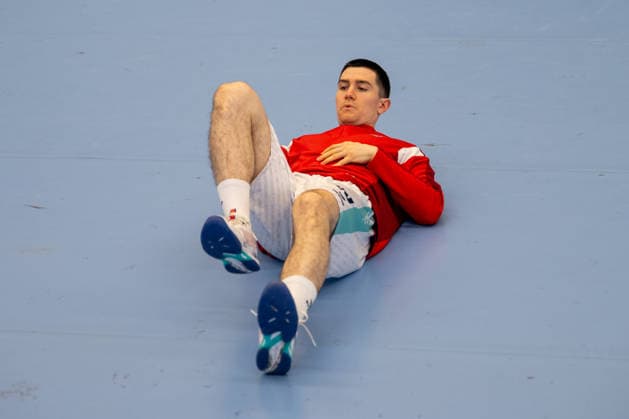 Moritz Strosack SG BBM Bietigheim, 29 at Aufwaermen TuSEM Essen vs SG BBM Bietigheim, Handball, 2 HBL, 25 Matchday, Season 2025 2026, 29 03 2026 TuSEM Essen vs SG BBM Bietigheim, Handball, 2 HBL, 25 Matchday, Season 2025 2026, 29 03 2026 Essen Copyright: xEibner-Pressefoto ThomasxHaeslerx EP_THR