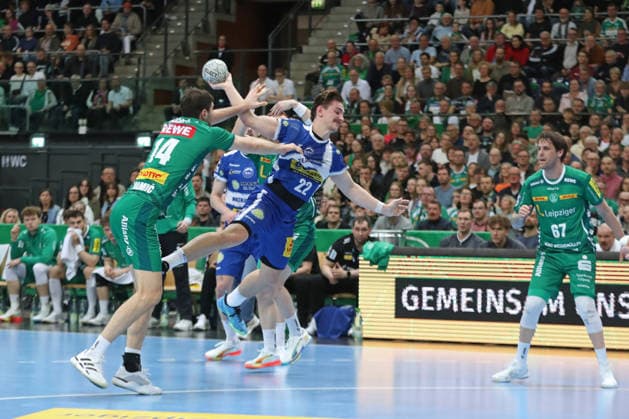 Handball DAIKIN HBL, SC DHfK Leipzig ThSV Eisenach 29 03 2026 Felix Aellen 22, ThSV Eisenach Handball, DAIKIN HBL, 1 Bundesliga, Season 2025 2026, Matchday 26 SC DHfK Leipzig vs ThSV Eisenach on 29 03 2026 at the Quarterback Immobilien Arena Leipzig Copyright: xBEAUTIFULxSPORTS JanxKaeferx
