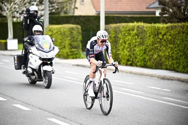 Belgian Florian Vermeersch of UAE Team Emirates-XRG pictured in action during the men elite Middelkerke-Wevelgem - In Flanders Fields one day cycling race, 240.8 km from Middelkerke to Wevelgem, on Sunday 29 March 2026. JASPERxJACOBS  x169252145x