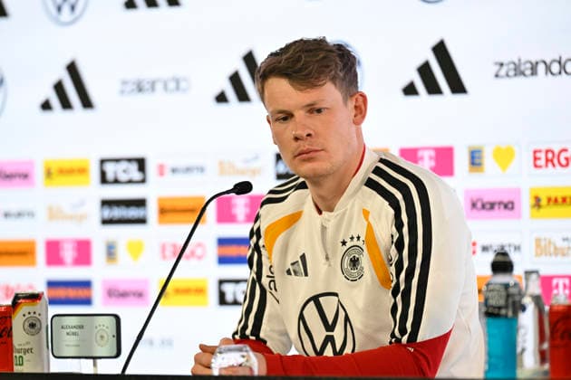 Goalkeeper Alexander Nuebel GER 12 Portrait pensive Press conference iam 29 03 2026 m ahead of DFB Laenderspiel Germany GER vs Ghana GHA Freundschatsspiel Testspiel am 30 03 2026 DFL REGULATIONS PROHIBIT ANY USE OF PHOTOGRAPHS AS IMAGE SEQUENCES AND OR QUASI VIDEO DFB Laenderspiel Germany GER vs Ghana GHA
