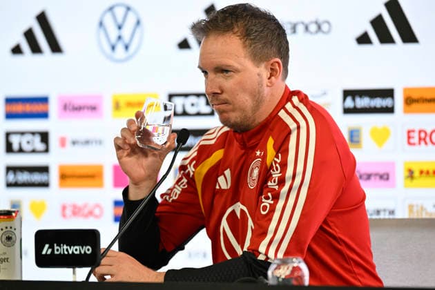 German coach Coach Julian Nagelsmann GER portrait drinks press conference iam 29 03 2026 m ahead of DFB Laenderspiel Germany GER vs Ghana GHA Freundschatsspiel Testspiel am 30 03 2026 DFL REGULATIONS PROHIBIT ANY USE OF PHOTOGRAPHS AS IMAGE SEQUENCES AND OR QUASI VIDEO DFB Laenderspiel Germany GER vs Ghana GHA