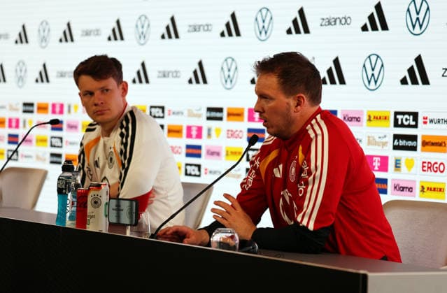 29 03 26 DFB Press Conference Germany, Stuttgart, 29 03 2026, Football, National Team 2026, DFB Germany, PK Press Conference f l Alexander Nübel, Julian Nagelsmann Coach