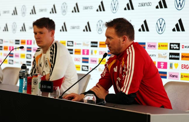 29 03 26 DFB Press Conference Germany, Stuttgart, 29 03 2026, Football, National Team 2026, DFB Germany, PK Press Conference f l Alexander Nübel, Julian Nagelsmann Coach