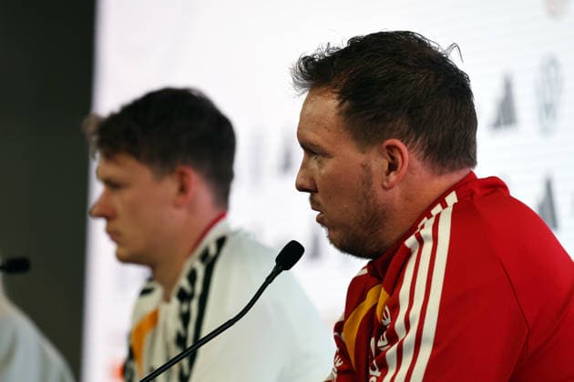 29 03 26 DFB Press Conference Germany, Stuttgart, 29 03 2026, Football, National Team 2026, DFB Germany, PK Press Conference f l Alexander Nübel, Julian Nagelsmann Coach