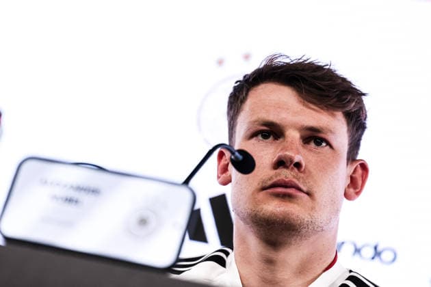 Sport, Football, UEFA international match Press conference Germany before the friendly match against Ghana 29 03 2026, MHP Arena Stuttgart Alexander Nübel Germany, 12 Stuttgart MHP Arena Baden Württemberg Germany