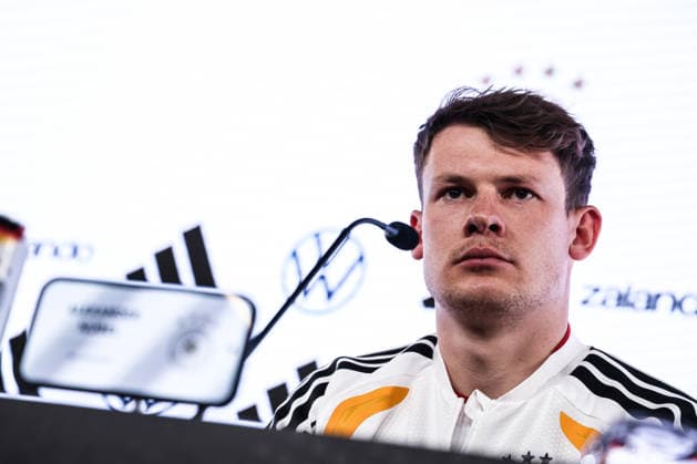Sport, Football, UEFA international match Press conference Germany before the friendly match against Ghana 29 03 2026, MHP Arena Stuttgart Alexander Nübel Germany, 12 Stuttgart MHP Arena Baden Württemberg Germany