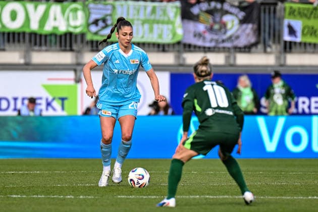 Soccer I Women I Season 2025 2026 I Bundesliga I 22 Matchday I VfL Wolfsburg 1 FC Union Berlin I 29 03 2026 Amber Tysiak 26, 1 FC Union Berlin , Svenja Huth 10, VfL Wolfsburg Wolfsburg AOK Stadion Niedersachsen Germany Copyright: xLobeca InesxHähnelx
