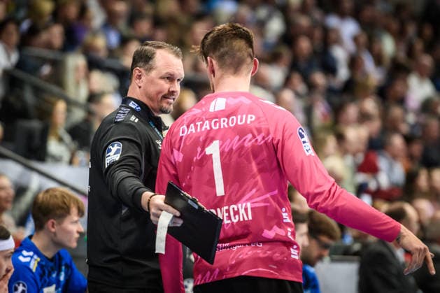 Misha Kaufmann TVB Stuttgart, Coach with Mateusz Kornecki TVB Stuttgart, 01 GER, TVB Stuttgart TBV Lemgo Lippe, DAIKIN HBL, Handball, Bundesliga, 26 Matchday, Season 2025 2026, 29 03 2026 GER, TVB Stuttgart TBV Lemgo Lippe, DAIKIN HBL, Handball, Bundesliga, 26 Matchday, Season 2025 2026, 29 03 2026 Stuttgart Copyright: xSandyxDinkelackerx EP_SDR