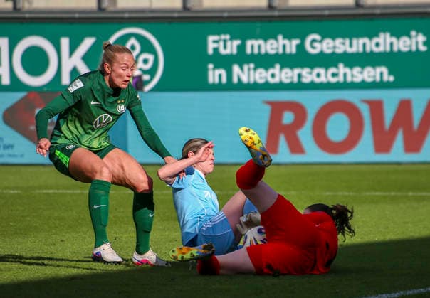 Germany Womens Bundesliga 2025 2026, Matchday 22 VfL Wolfsburg VS 1 FC Union Berlin AOK Stadion Wolfsburg Goal chance Eileen Campbell 1 FC Union Berlin Women, 10 Guro Bergsvand VfL Wolfsburg Women, 20 Stina Johannes VfL Wolfsburg Women, 1 Wolfsburg Copyright: xAymanxAlahmedx