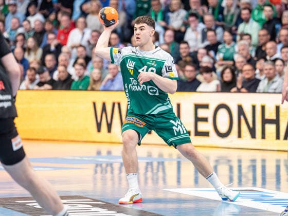 Elias Newel Frisch Auf Goeppingen, 40 on the ball, Frisch Auf Goeppingen vs HC Erlangen, Handball, 1 Bundesliga, Men, Season 2025 2026, 29 03 2026, Frisch Auf Goeppingen vs HC Erlangen, Handball, 1 Bundesliga, Men, Season 2025 2026, 29 03 2026 Goeppingen Copyright: xEibner-Pressefoto MichaelxSchmidx EP_MST