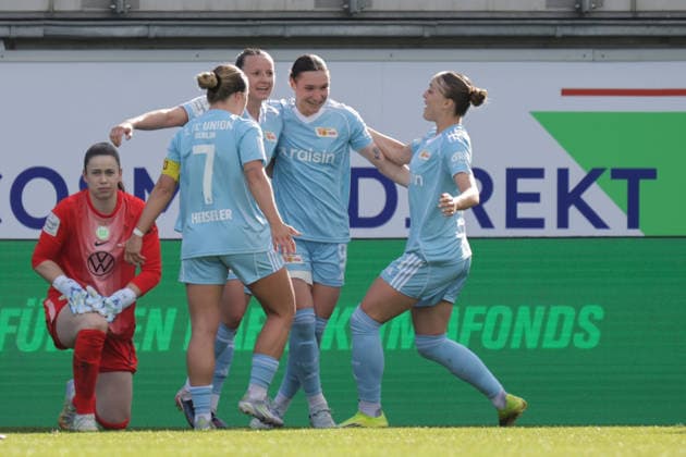 29 03 2026, xgrfx, Soccer Google Pixel Women Bundesliga, VfL Wolfsburg 1 FC Union Berlin v l Goal, Hannah Eurlings to 0 1 Union Berlin DFL DFB REGULATIONS PROHIBIT ANY USE OF PHOTOGRAPHS as IMAGE SEQUENCES and or QUASI VIDEO Wolfsburg