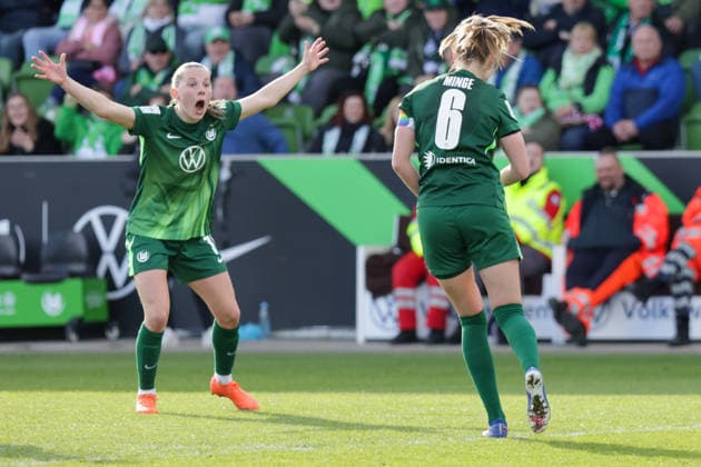29 03 2026, xgrfx, Soccer Google Pixel Women Bundesliga, VfL Wolfsburg 1 FC Union Berlin v l Goal, Janina Minge to 1 1 VfL Wolfsburg DFL DFB REGULATIONS PROHIBIT ANY USE OF PHOTOGRAPHS as IMAGE SEQUENCES and or QUASI VIDEO Wolfsburg