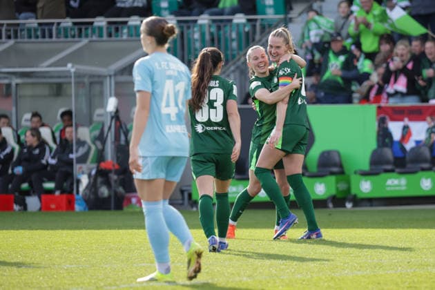 29 03 2026, xgrfx, Soccer Google Pixel Women Bundesliga, VfL Wolfsburg 1 FC Union Berlin v l Goal, Janina Minge to 1 1 VfL Wolfsburg DFL DFB REGULATIONS PROHIBIT ANY USE OF PHOTOGRAPHS as IMAGE SEQUENCES and or QUASI VIDEO Wolfsburg