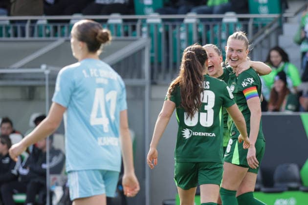 29 03 2026, xgrfx, Soccer Google Pixel Women Bundesliga, VfL Wolfsburg 1 FC Union Berlin v l Goal, Janina Minge to 1 1 VfL Wolfsburg DFL DFB REGULATIONS PROHIBIT ANY USE OF PHOTOGRAPHS as IMAGE SEQUENCES and or QUASI VIDEO Wolfsburg