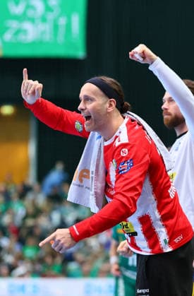 Leipzig, 29 03 2026, QUARTERBACK ARENA, Matchday 26, Handball Bundesliga , SC DHFK Leipzig vs ThSV Eisenach 29 29 15 13 , In the picture Silvio Heinevetter 12, Eisenach , Cheering , Picture Point