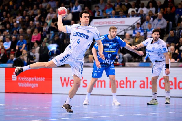 Stuttgart HBL 25 26 TVB Stuttgart TBV Lemgo Samuel Zehnder TBV Lemgo Stuttgart Porsche Arena Baden Württemberg Germany