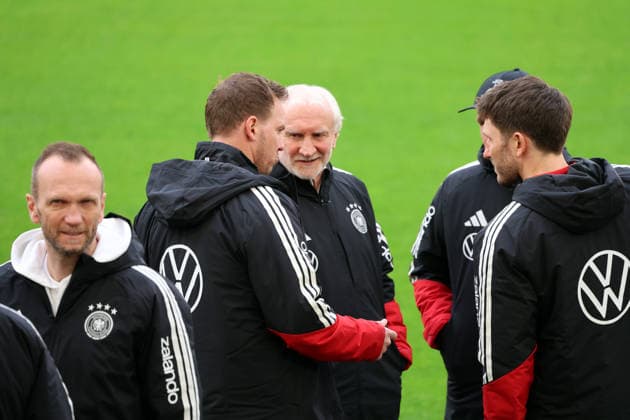 29 03 26 DFB Training Germany, Stuttgart, 29 03 2026, Football, National Team 2026, DFB Germany, Training v l Julian Nagelsmann Coach , Rudi Völler Sports Director