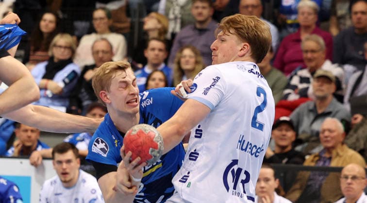29 03 2026, Germany, Stuttgart, Handball Bundesliga, TVB Stuttgart vs Lemgo Lippe, f l Torben Matzken TVB , Lukas Hutecek Lemgo