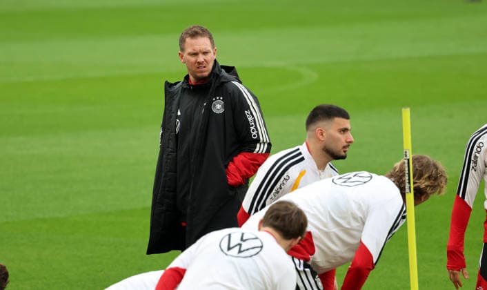 29 03 26 DFB Training Germany, Stuttgart, 29 03 2026, Football, National Team 2026, DFB Germany, Training f l Julian Nagelsmann Coach , Deniz Undav, Nick Woltemade