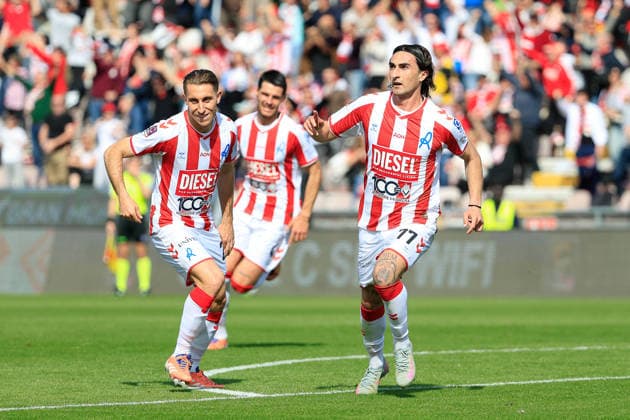 CALCIO - Serie C Italia - Vicenza vs Brescia Armand Rada of L.R. Vicenza celebrates after scoring goal in the 48th minute for 1-1 during the match of 6th day of the Serie A Championship between L.R. Vicenza vs Union Brescia at the Romeo Menti Stadium on 29 March 2026 in Vicenza, VI. Vicenza Italy  Copyright: xIPAxSport ABACAx