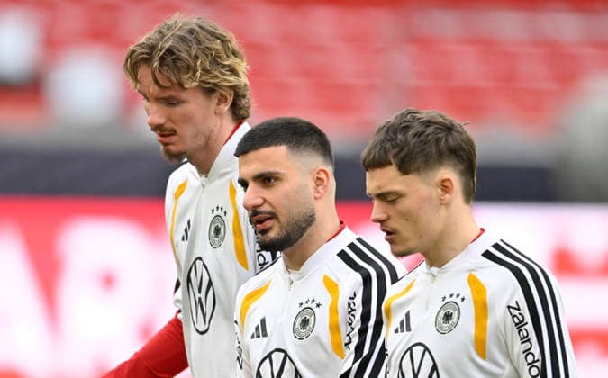 Nick Woltemade GER 11 Deniz Undav GER 13 Florian Wirtz GER 17 Aufwaermen Training iam 29 03 2026 m Vorfeld des DFB Laenderspiel Deutschland GER vs Ghana GHA Freundschatsspiel Testspiel am 30 03 2026 DFL REGULATIONS PROHIBIT ANY USE OF PHOTOGRAPHS AS IMAGE SEQUENCES AND OR QUASI VIDEO DFB Laenderspiel Deutschland GER vs Ghana GHA
