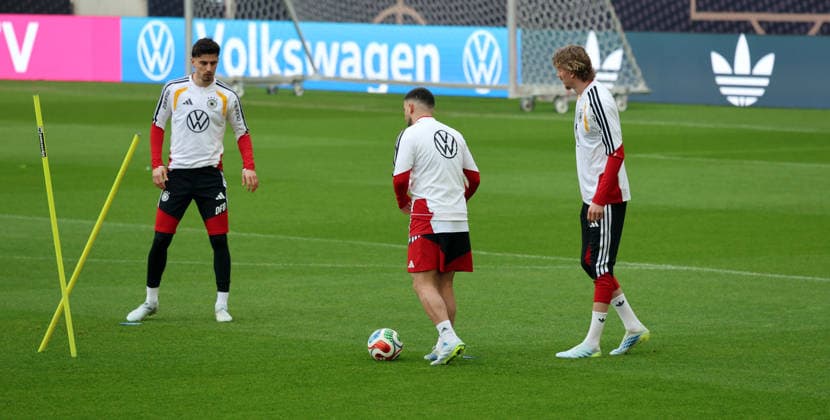 29 03 26 DFB Training Germany, Stuttgart, 29 03 2026, Football, National Team 2026, DFB Germany, Training f l Kai Havertz, Deniz Undav, Nick Woltemade