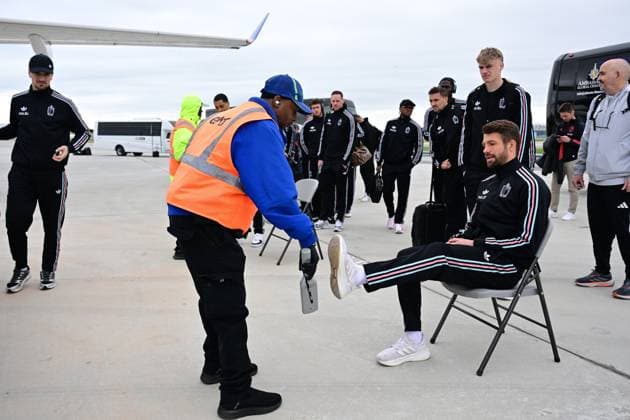 Belgium s Brandon Mechele pictured during a security check on the tarmac of Atlanta airport as Red Devils, the Belgian national soccer team, are traveling to Chicago, USA, for a second friendly game, on Sunday 29 March 2026. These games are preparation games of the 2026 World Cup. DIRKxWAEM  x169258571x