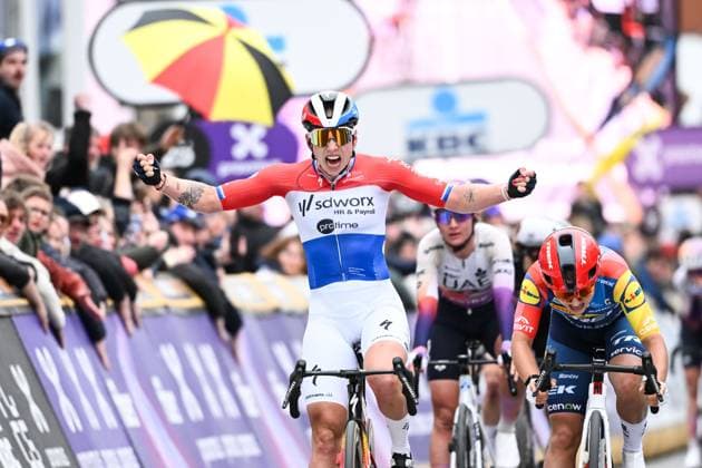 Dutch Lorena Wiebes of SD Worx-Protime wins the women elite Wevelgem to Wevelgem - In Flanders Fields one day cycling race, 134.9 km from and to Wevelgem, on Sunday 29 March 2026. MAARTENxSTRAETEMANS  x169260093x