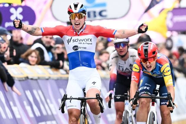 Dutch Lorena Wiebes of SD Worx-Protime wins the women elite Wevelgem to Wevelgem - In Flanders Fields one day cycling race, 134.9 km from and to Wevelgem, on Sunday 29 March 2026. MAARTENxSTRAETEMANS  x169260111x