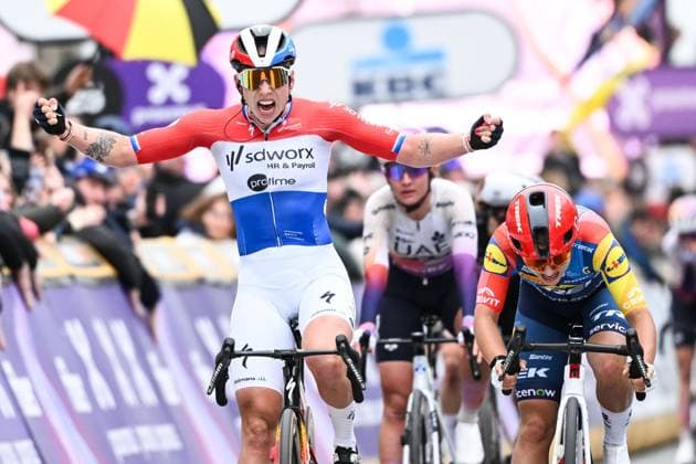 Dutch Lorena Wiebes of SD Worx-Protime wins the women elite Wevelgem to Wevelgem - In Flanders Fields one day cycling race, 134.9 km from and to Wevelgem, on Sunday 29 March 2026. MAARTENxSTRAETEMANS  x169260116x